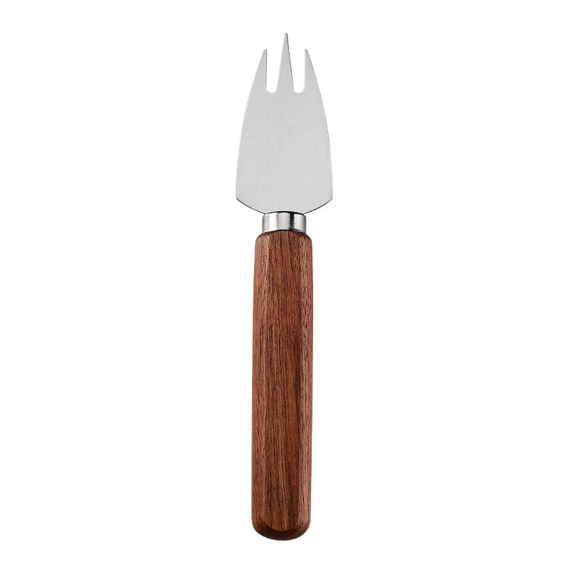 Three-Prong Cheese Fork with Stainless Steel Tines & Acacia Flat Handle