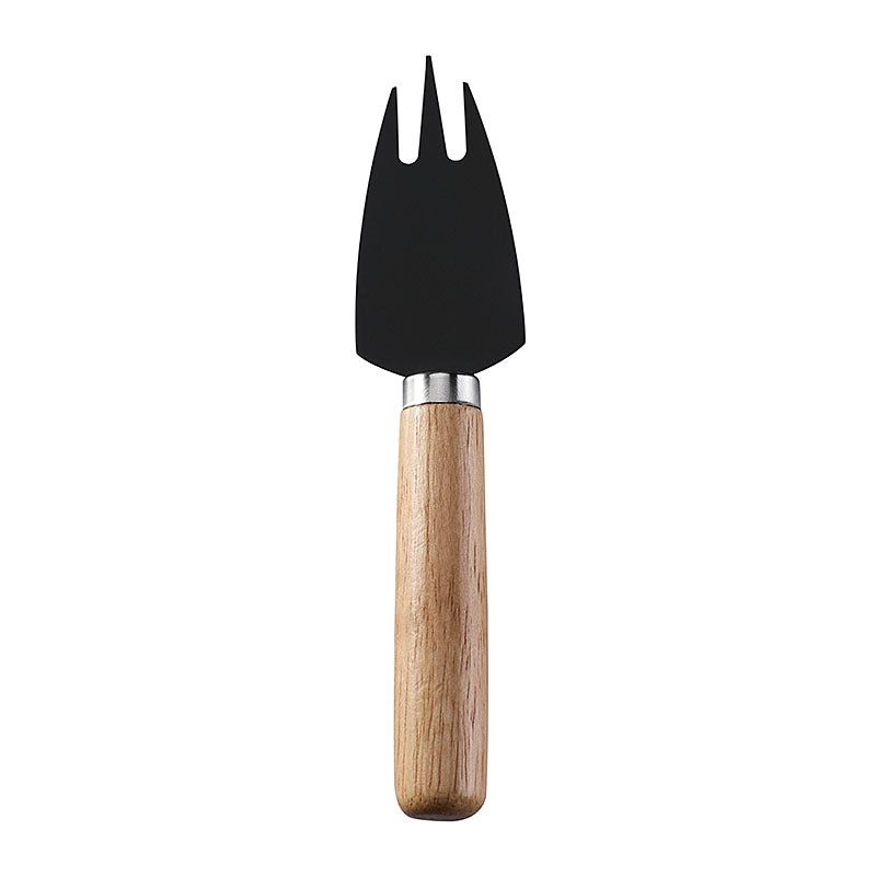 Three-Prong Cheese Fork with Stainless Steel Tines & Round Rubberwood Handle