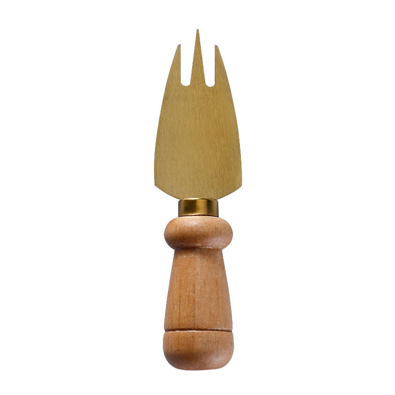 Rubberwood Handle Three-Tine Cheese Fork