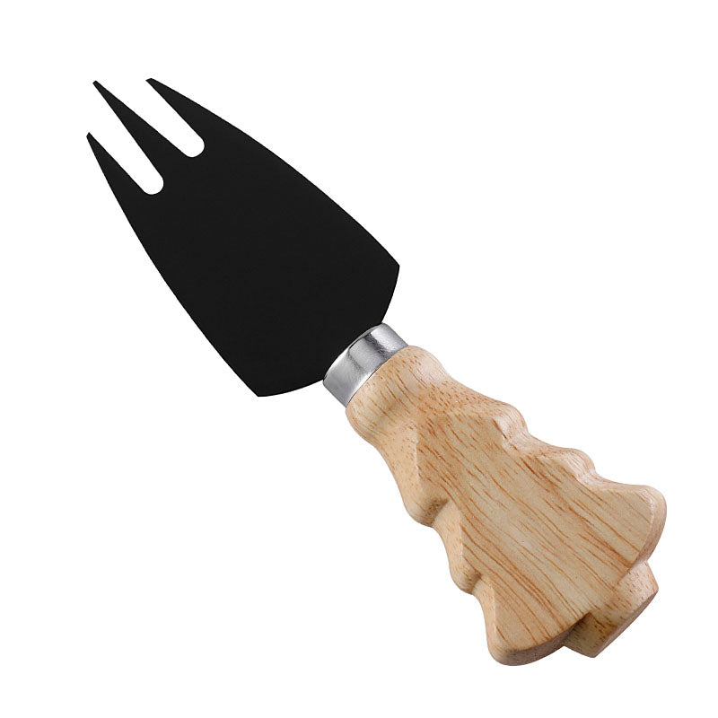 Christmas Tree Rubberwood Handle Cheese Fork