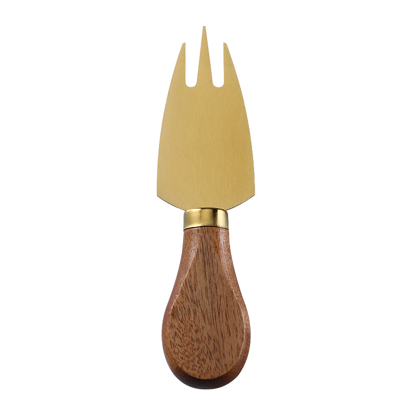Three-Prong Cheese Fork with Stainless Steel Tines & Acacia Flat Handle