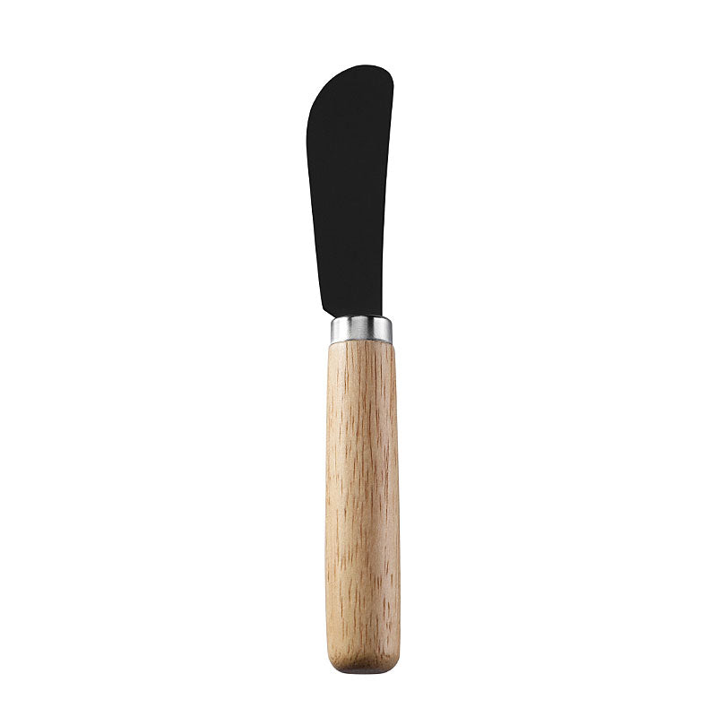 Angled-Blade Cheese Spreader with Stainless Steel Blade & Round Rubberwood Handle