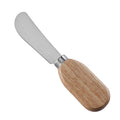 Curved-Blade Cheese Spreader with Stainless Steel Blade & Flat Oval Rubberwood Handle