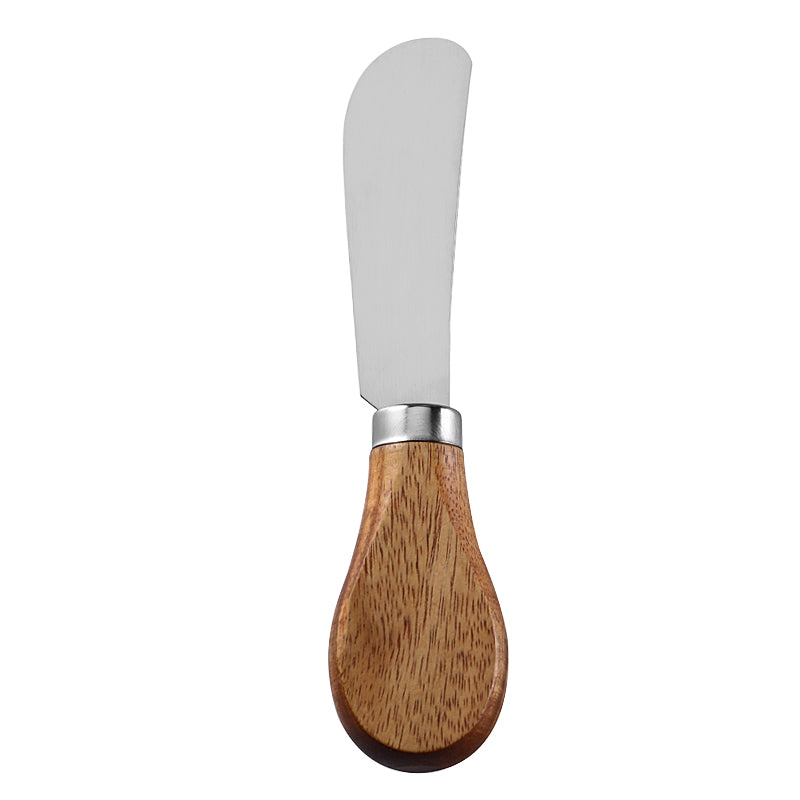 Curved Cheese Spreader with Stainless Steel Blade & Acacia Flat Handle