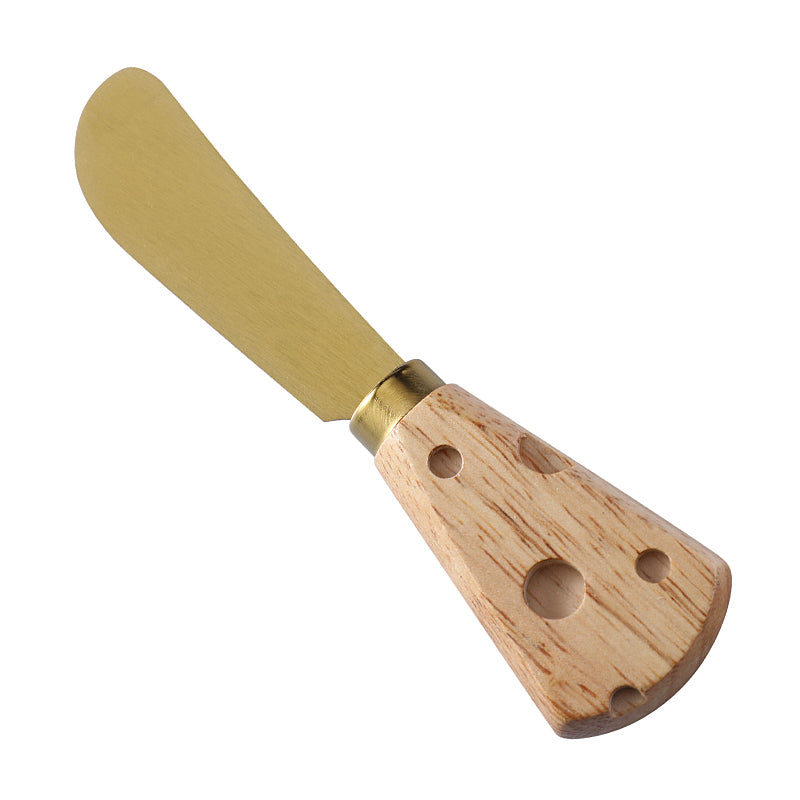 Cheese Spreader with Cheese-Shaped Holey Rubberwood Handle