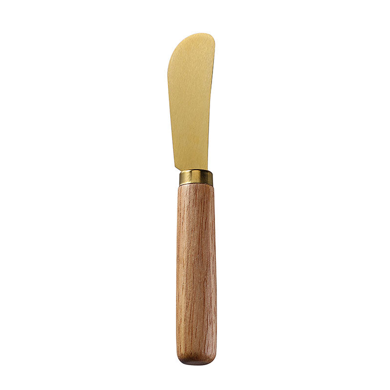 Angled-Blade Cheese Spreader with Stainless Steel Blade & Round Rubberwood Handle