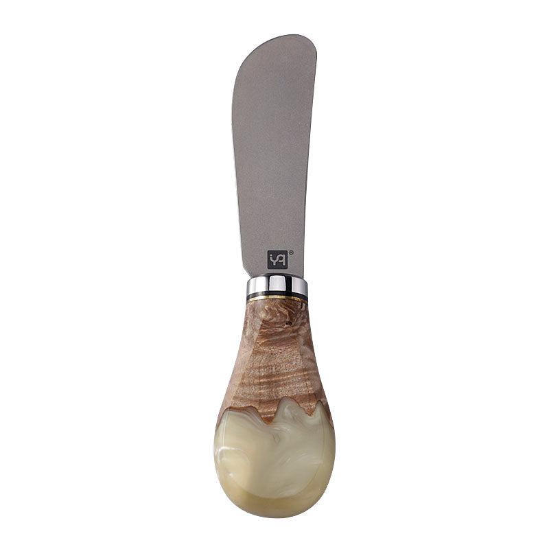 Titanium Hard Cheese Knife with Burl Wood & Resin Handle