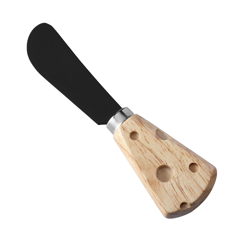 Cheese Spreader with Cheese-Shaped Holey Rubberwood Handle