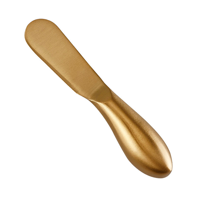 Full-Tang Round-Tip Cheese Spreader, Brushed Stainless Steel, Hollow Teardrop Handle