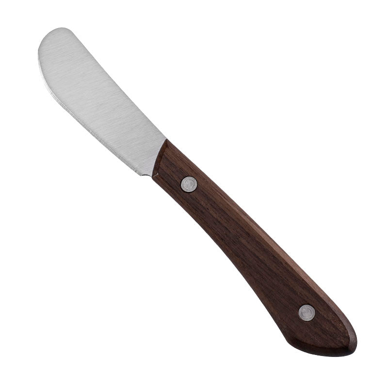 Round-Tip Cheese Spreader with Stainless Steel Blade & Walnut Handle