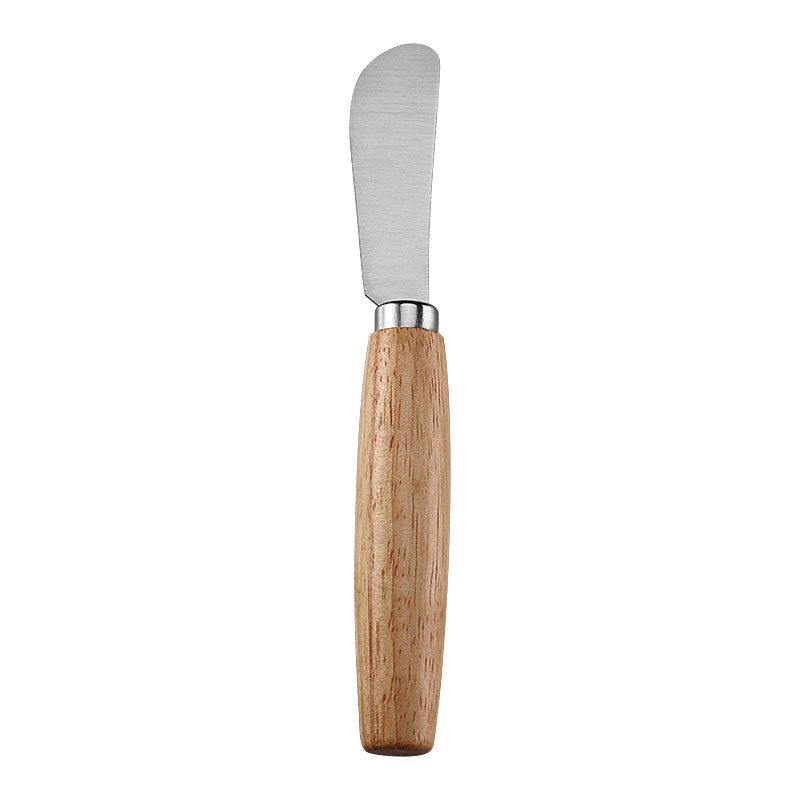 Curved Cheese Spreader with Brushed Stainless Steel Blade & Rubberwood Handle