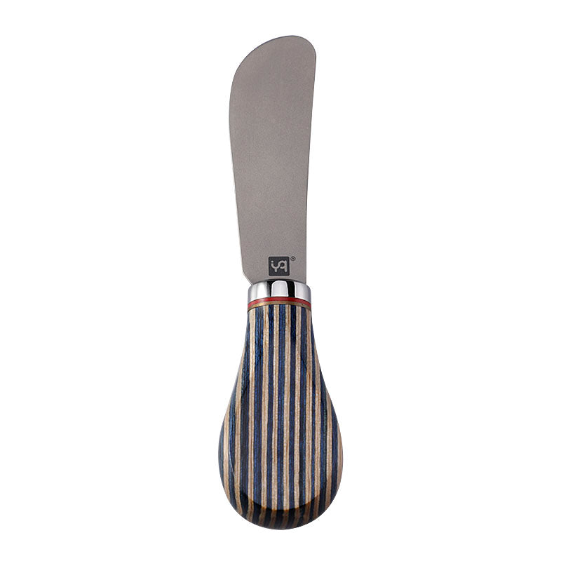 CO1>Titanium Butter Knife & Cheese Spreader with Blue Colorwood Handle