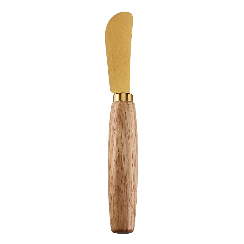 Curved Cheese Spreader with Brushed Stainless Steel Blade & Rubberwood Handle