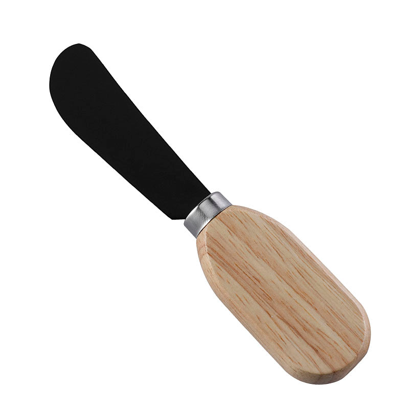Curved-Blade Cheese Spreader with Stainless Steel Blade & Flat Oval Rubberwood Handle