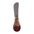 Titanium Butter Knife & Cheese Spreader with Burl Wood & Red Resin Handle