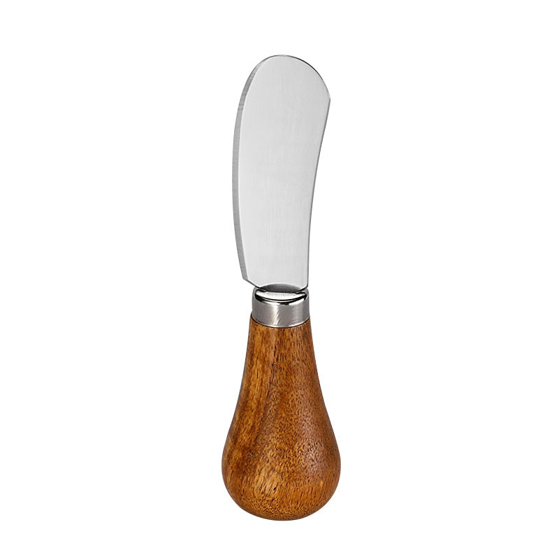 Wide Round-Tip Cheese Spreader with Acacia Wood Bulb Handle