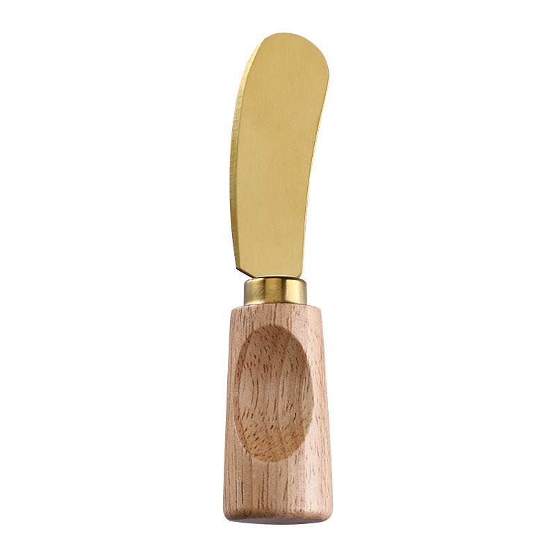 Angled Square-Tip Cheese Spreader with Stainless Steel Blade & Single-Groove Square Rubberwood Handle