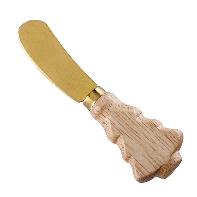 Christmas Tree Rubberwood Handle Cheese Spreader S