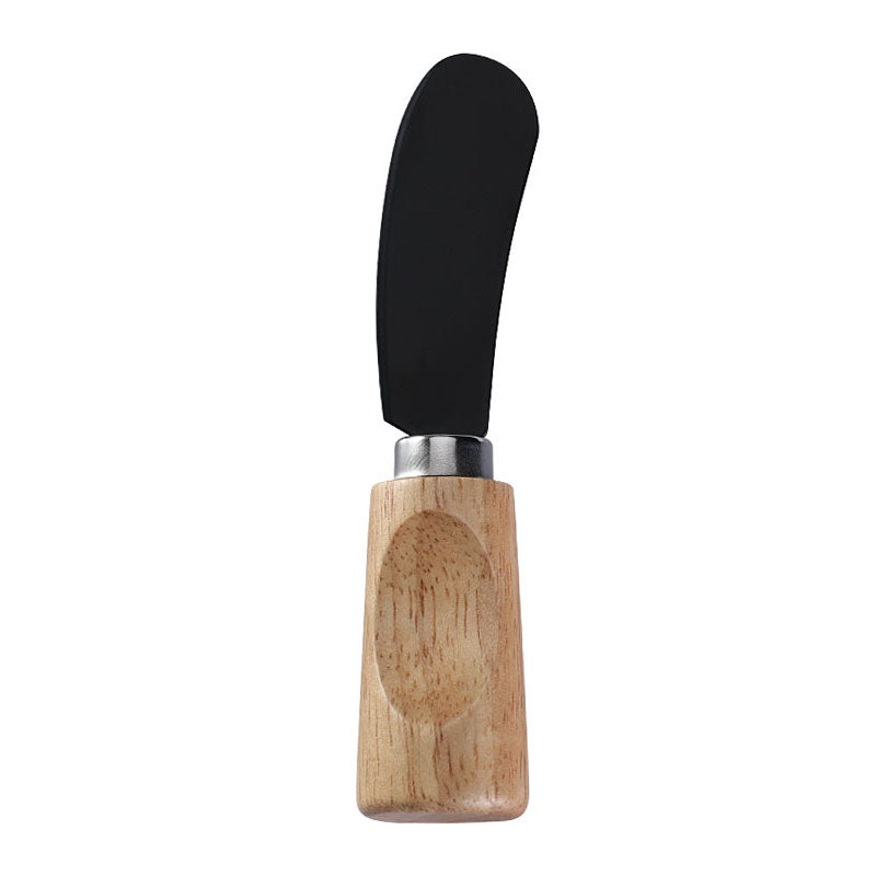 Angled Square-Tip Cheese Spreader with Stainless Steel Blade & Single-Groove Square Rubberwood Handle