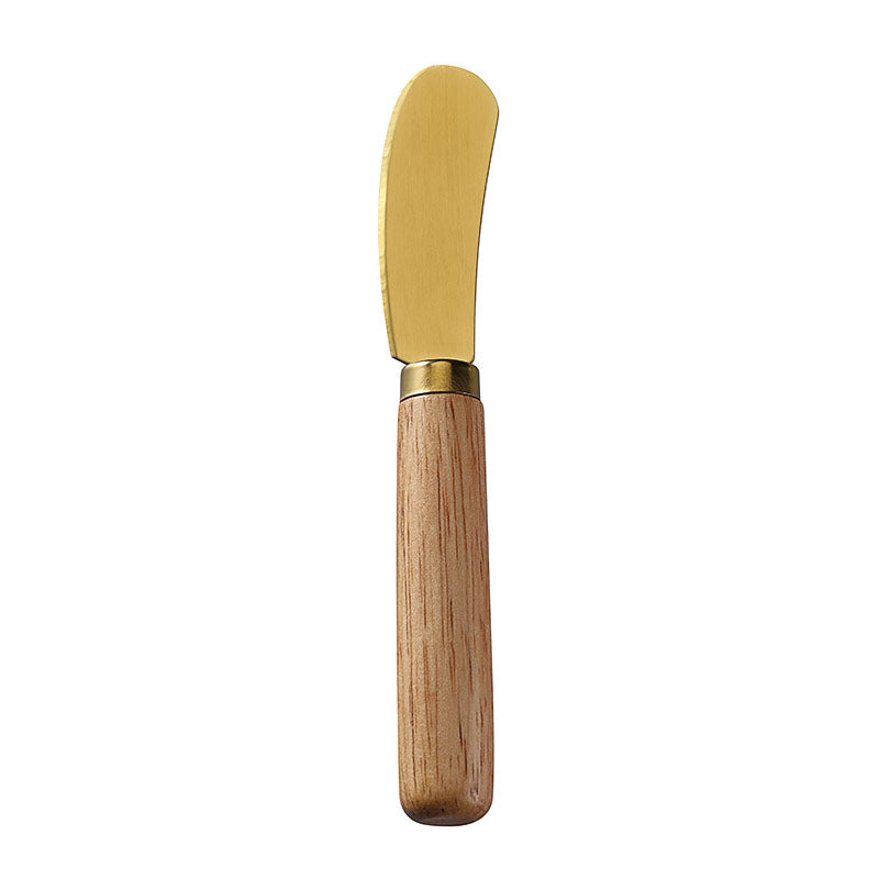 Square-Tip Cheese Spreader with Stainless Steel Blade & Round Rubberwood Handle