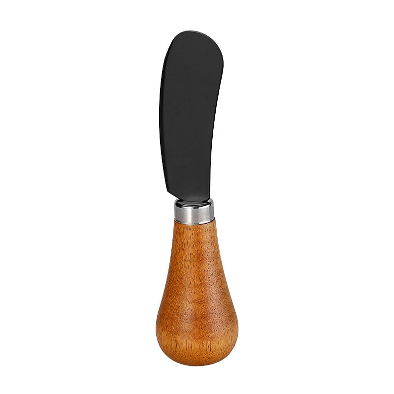 Wide Round-Tip Cheese Spreader with Acacia Wood Bulb Handle