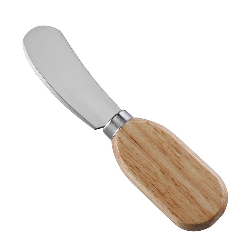 Square-Tip Cheese Spreader with Stainless Steel Blade & Flat Oval Rubberwood Handle