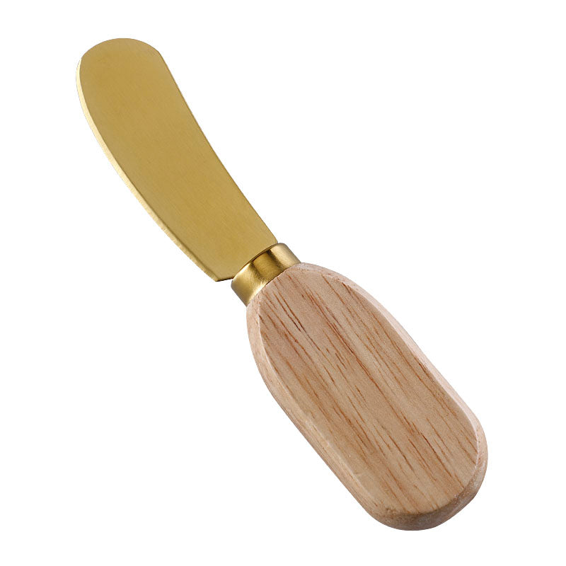 Square-Tip Cheese Spreader with Stainless Steel Blade & Flat Oval Rubberwood Handle