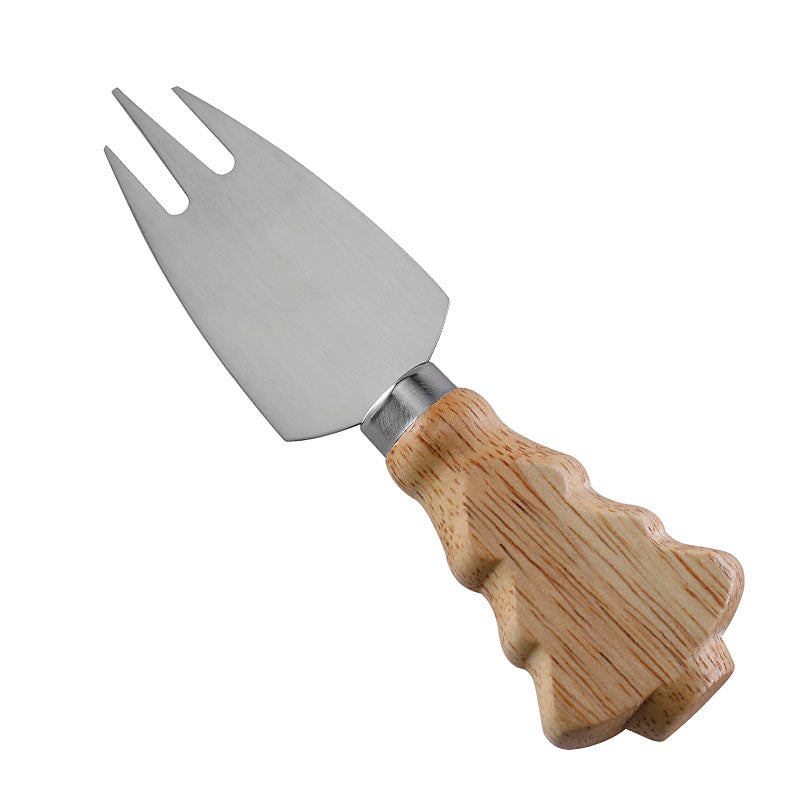 Christmas Tree Rubberwood Handle Cheese Fork