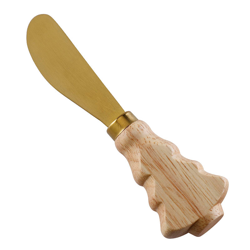 Christmas Tree Rubberwood Handle Cheese Spreader