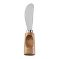 Round-Tip Cheese Spreader with Stainless Steel Blade & Single-Groove Square Rubberwood Handle