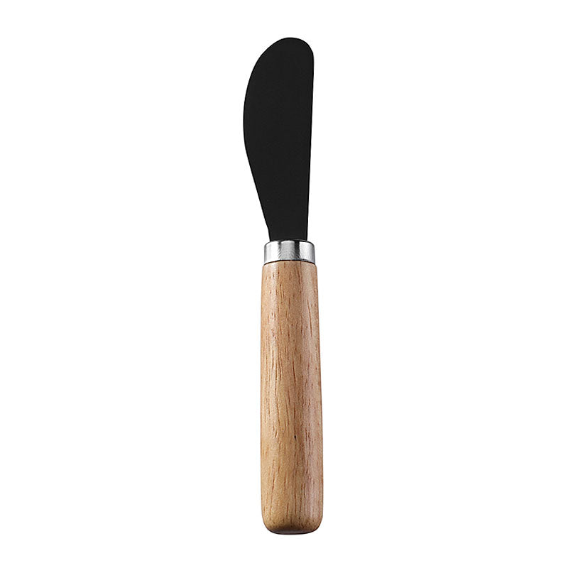 Round-Tip Cheese Spreader with Stainless Steel Blade & Round Rubberwood Handle