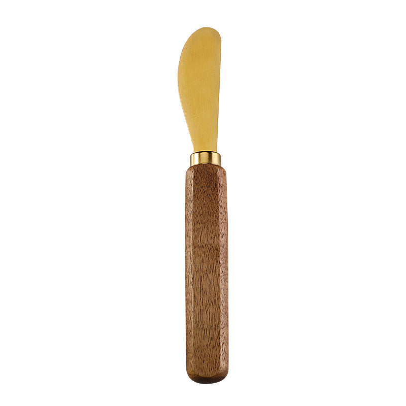 Curved Cheese Spreader with Angled Stainless Steel Blade & Acacia Flat Handle