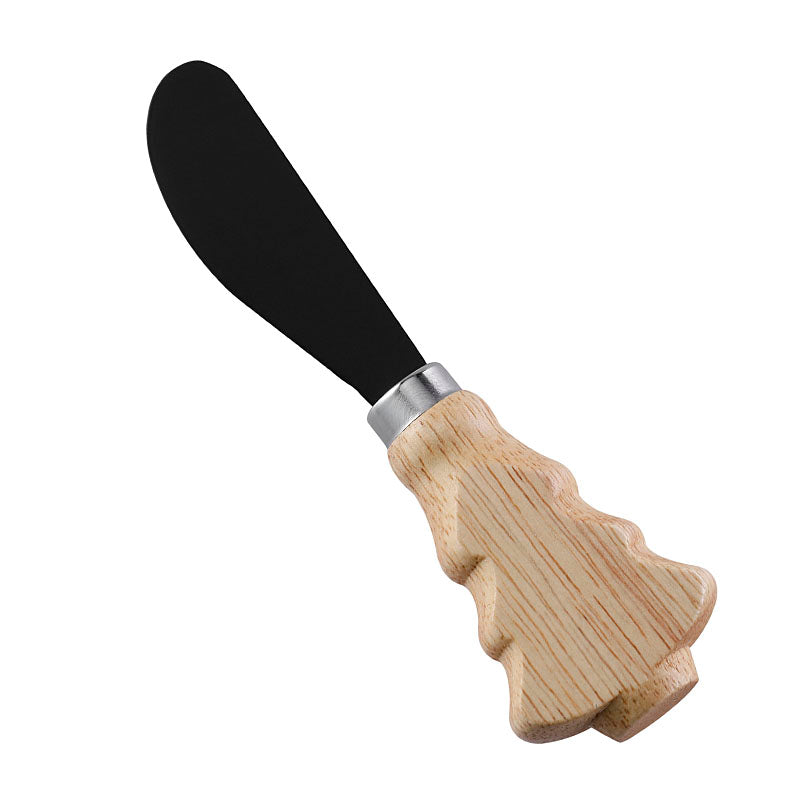 Christmas Tree Rubberwood Handle Cheese Spreader