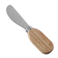 Pointed-Tip Cheese Spreader with Stainless Steel Blade & Flat Oval Rubberwood Handle