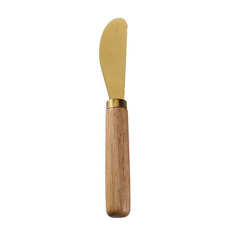 Round-Tip Cheese Spreader with Stainless Steel Blade & Round Rubberwood Handle