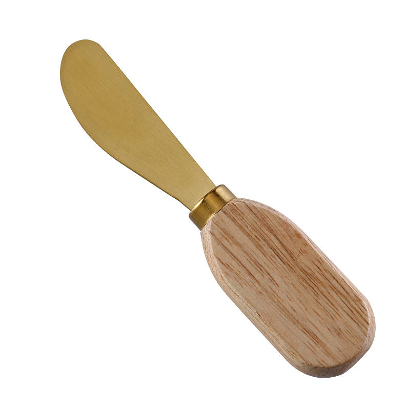 Pointed-Tip Cheese Spreader with Stainless Steel Blade & Flat Oval Rubberwood Handle