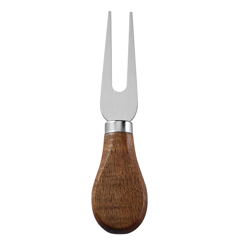 Two-Prong Cheese Fork with Stainless Steel Tines & Acacia Flat Handle