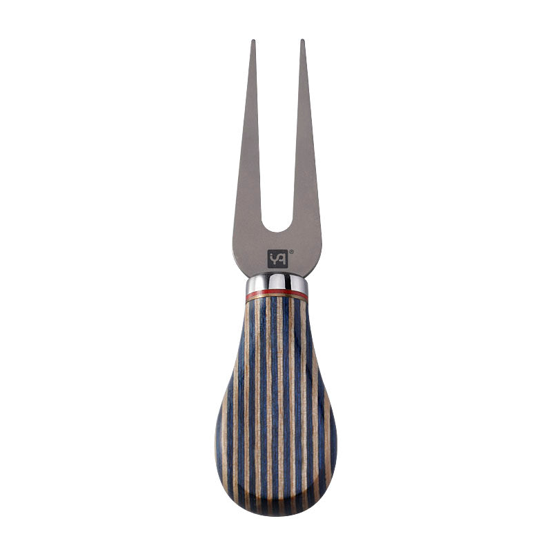 CO1>Titanium Cheese Fork with Blue Colorwood Handle