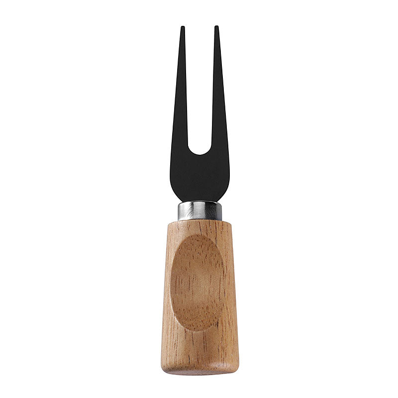 Two-Prong Cheese Fork with Stainless Steel Tines & Single-Groove Square Rubberwood Handle