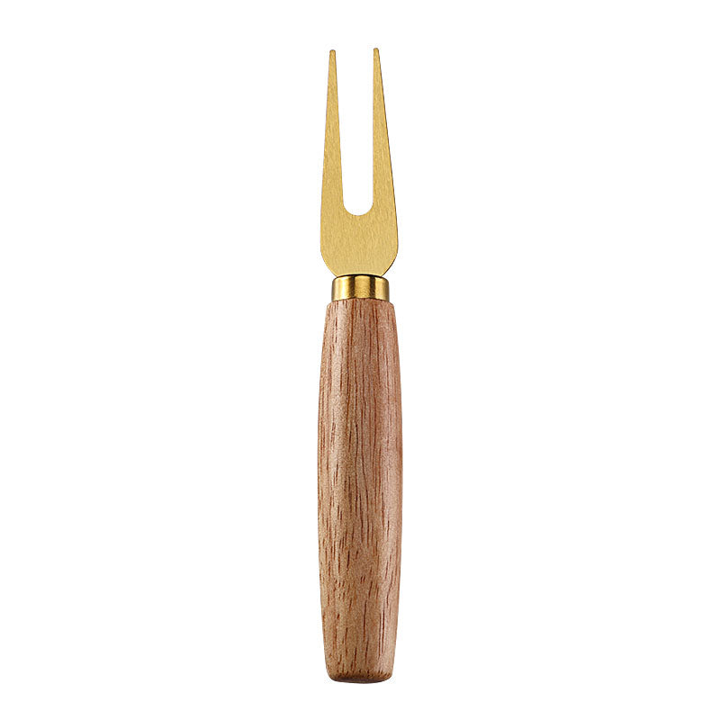 Two-Prong Cheese Fork with Brushed Stainless Steel Tines & Rubberwood Handle