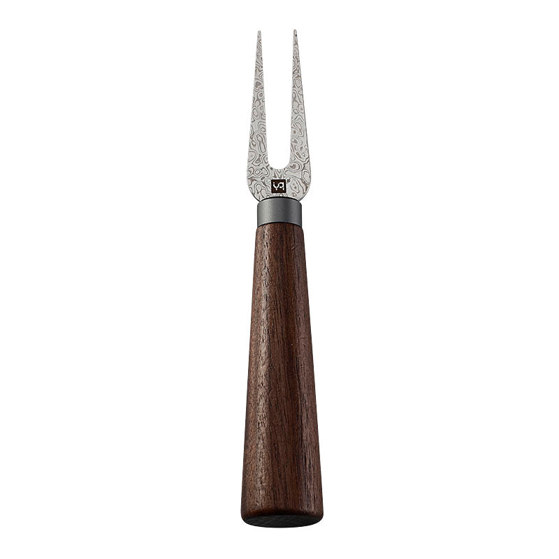 Damascus Steel Cheese Fork with Walnut Wood Handle