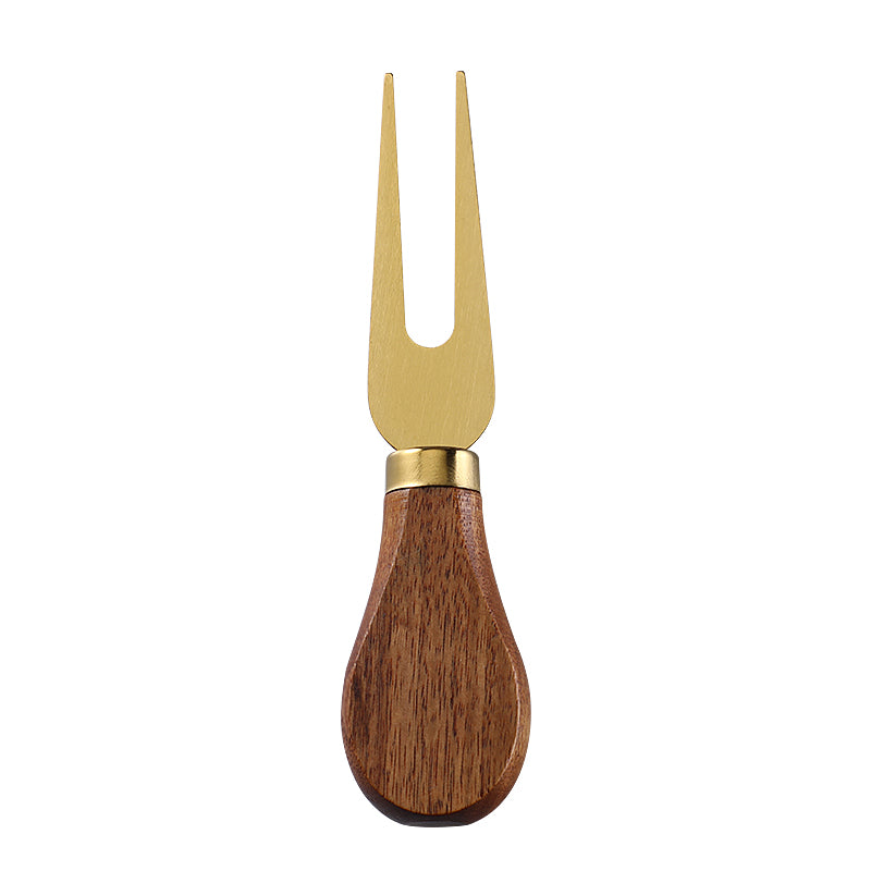 Two-Prong Cheese Fork with Stainless Steel Tines & Acacia Flat Handle