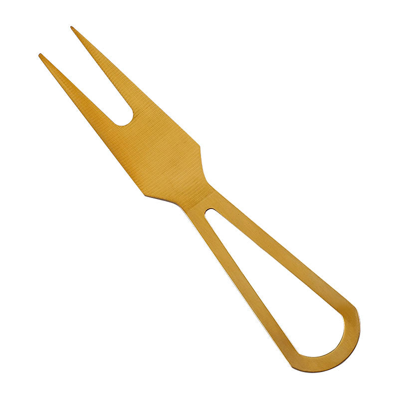 Full-Tang Two-Prong Cheese Fork, Brushed Stainless Steel, Open-Loop Handle