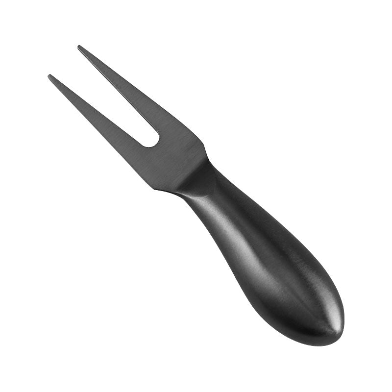 Full-Tang Two-Prong Cheese Fork, Brushed Stainless Steel, Hollow Teardrop Handle