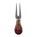 Titanium Cheese Fork with Burl Wood & Red Resin Handle