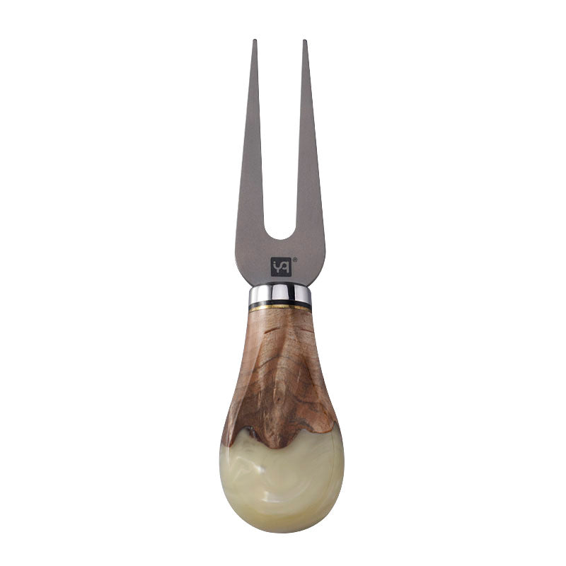 Titanium Hard Cheese Knife with Burl Wood & Resin Handle