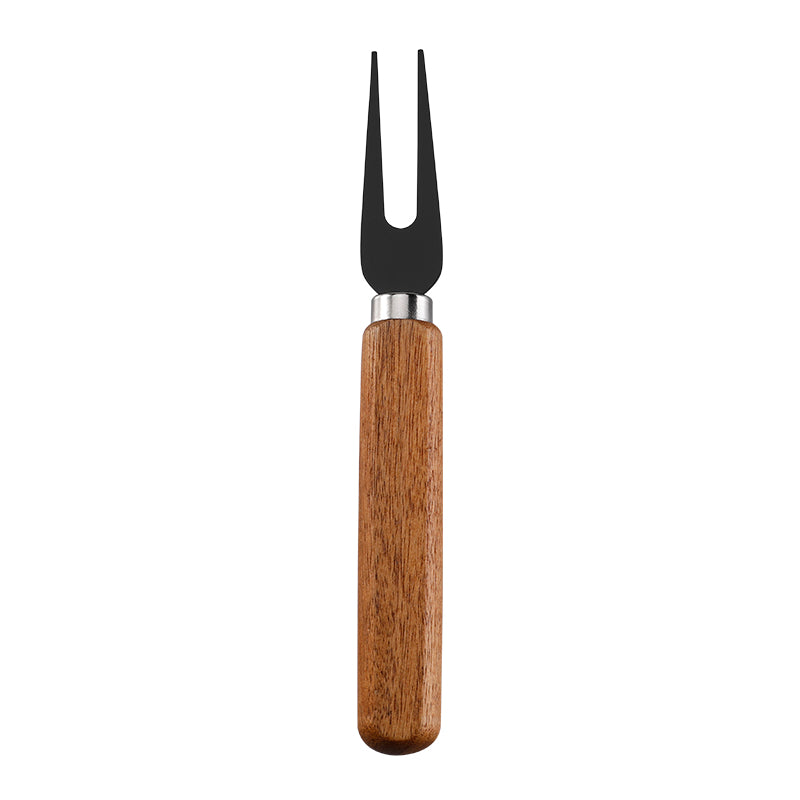 Two-Prong Cheese Fork with Stainless Steel Tines & Acacia Flat Handle