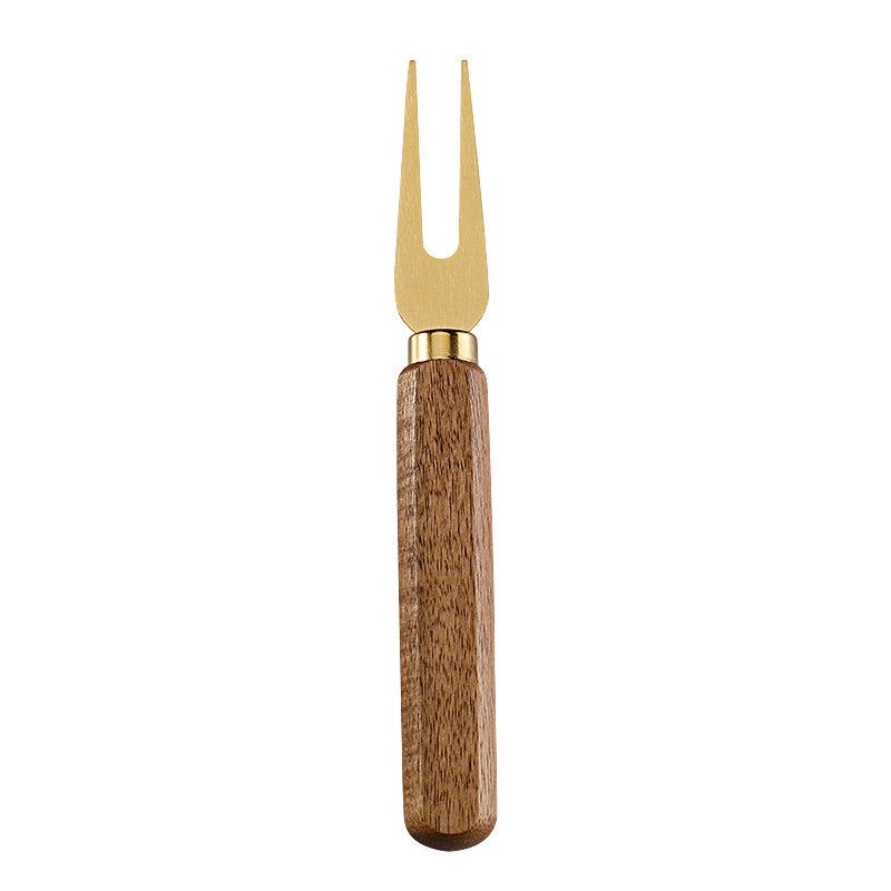 Two-Prong Cheese Fork with Stainless Steel Tines & Acacia Flat Handle