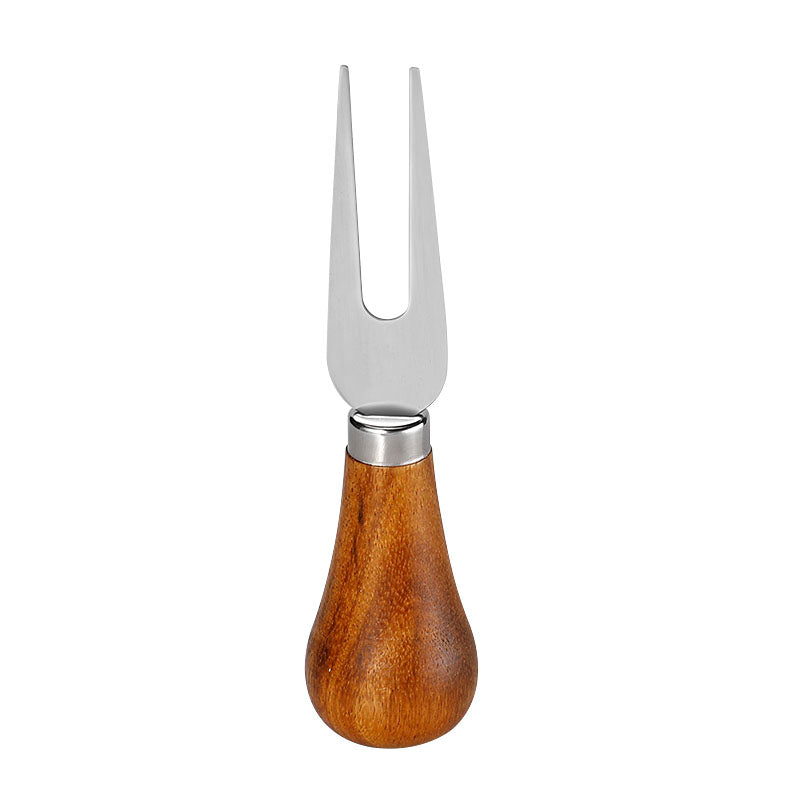 Two-Prong Cheese Fork with Acacia Wood Bulb Handle