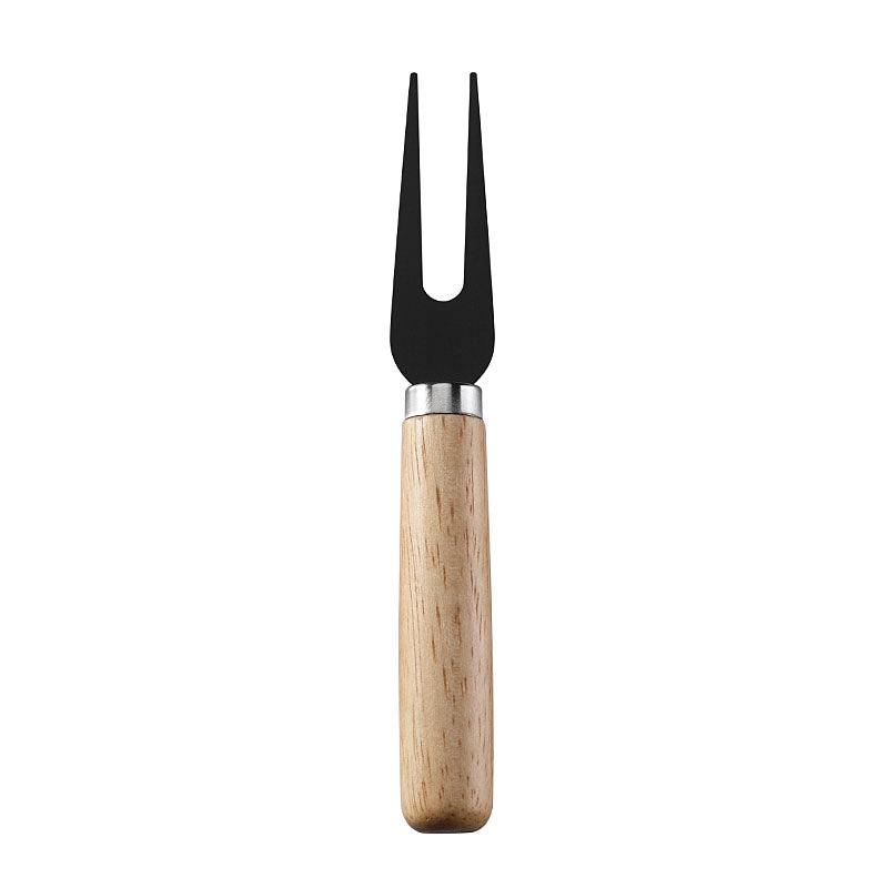 Two-Prong Cheese Fork with Stainless Steel Tines & Round Rubberwood Handle